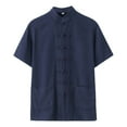 thumbnail image 1 of Men's and Women's Loose Imitation Linen Classical - Style Short - Sleeve Shirt, 1 of 7