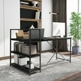 thumbnail image 4 of Patiojoy 59 Inch L-Shaped Computer Desk Large Reversible Corner Desk w/ Open Storage Shelves Space-Saving Writing Study Table PC Laptop Gaming Desk Black, 4 of 10