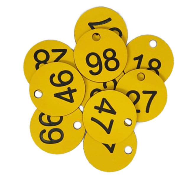 Minnieouse 100x Protable Number Number 1-100 Keys Dormitory Warehouse Hotel for Ropa, zapatos y accesorios Miscelánea palabra amarilla+negra