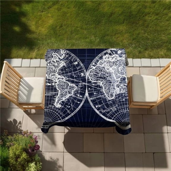 Begin Home Decor C1TC5858NAJQOA 58 x 58 in. World Map Blueprint Tablecloth - Satellite View Decor