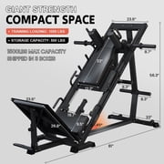 Leg Press Hack Squat Machine Combo - Adjustable Leg Press Machine for Home Gym with Linear Bearing - Specialty 45-Degree Hack Squat Machine for Full Lower Body Workout with Weight Storage