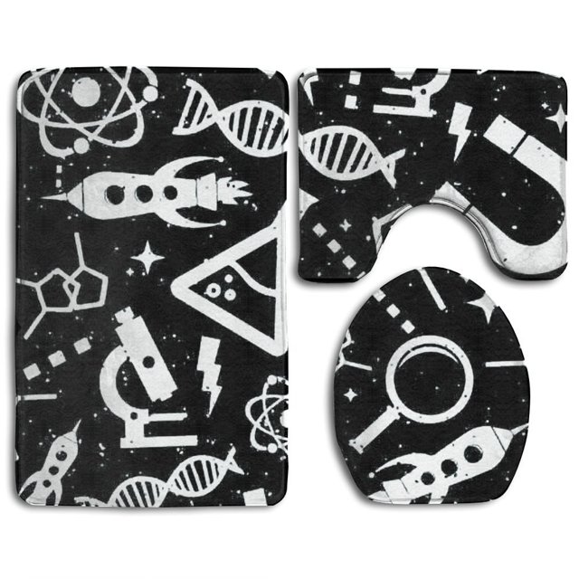 ABPHQTO Gráfico de la ciencia Juego de alfombras de baño de 3 piezas Alfombra de baño Alfombra de contorno y tapa de inodoro ABPHQTO Cont-CHAPPLE-39589