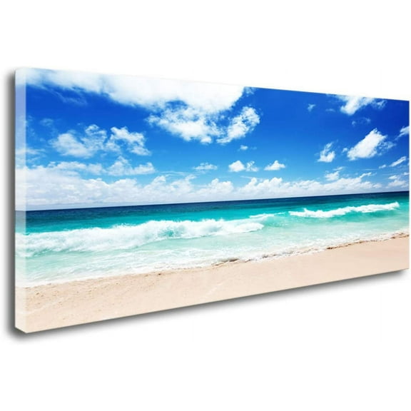 Aaheei Canvas Prints Wall Art Seychelles Beach Ocean Waves Nature Seascape Picture Artwork Prints Ready to Hang for Home Office Bedroom Living Room Bathroom Kitchen Wall Decor
