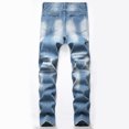 thumbnail image 3 of DeHolifer Men's Jeans Solid Retro Skinny Ripped Hole Jeans Slim Fit Distressed Stretch Denim Pants Blue XL(33), 3 of 7