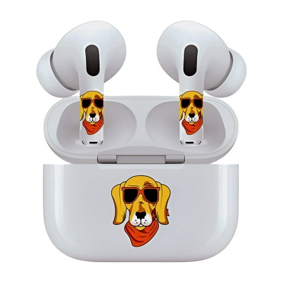 AirSkins - Decals for AirPods 4, Dog w/ Sunglasses Design, Scratch-Resistant, Precision Fit, Wireless Charging Friendly, Easy Application, Durable Protection for Earbuds & Case -  Unit per pack