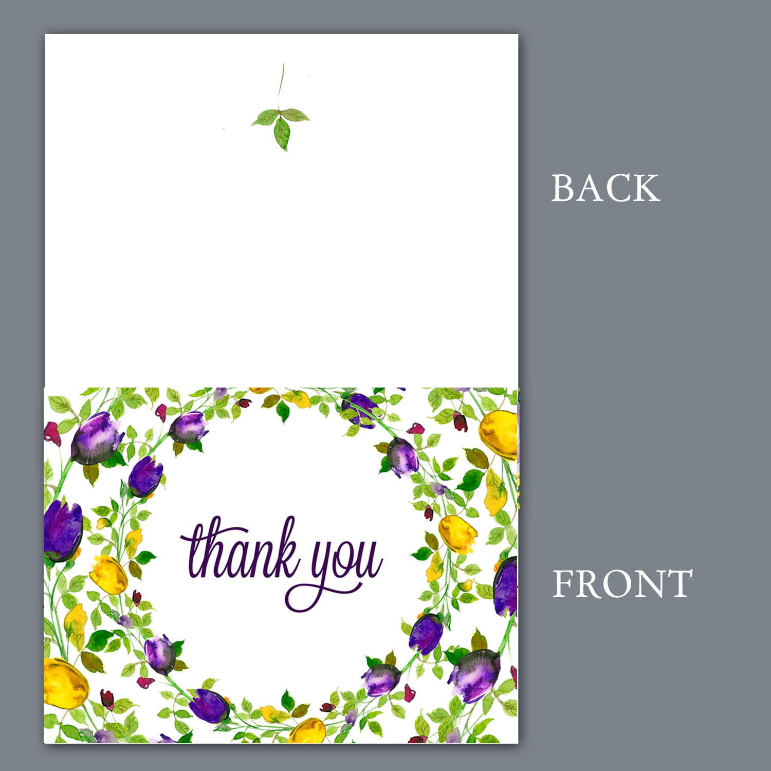 Darling Souvenir Pack Of 100 Pcs Floral Wedding Thank You Greeting Cards With White Envelopes