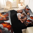 thumbnail image 4 of Metsweet Flame Dragon King Bedding 7pcs, Vintage Castle King Bed in a Bag, Black Orange Red Gray,Black Reversible, 4 of 6
