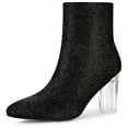 thumbnail image 1 of Unique Bargains Bottines à Paillettes à Talon Bloc Transparent pour Femmes, 1 of 6