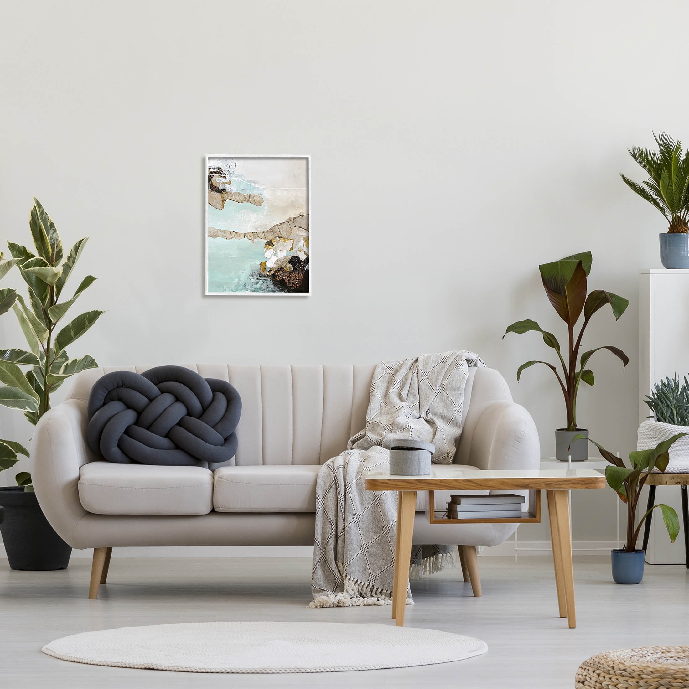 Abstract Beach Shoreline Scenery Abstract Graphic Art White Framed Art Print Wall Art