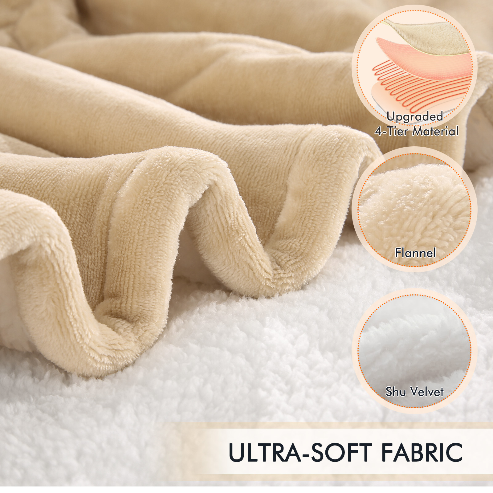 MARNUR Heated Blanket Queen Size, 84x90 Inches, Beige photo 3