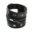 thumbnail image 4 of Gothic Zipper Wristband Wide Jewelry PU Leather Punk Bracelet for Women Men Black, 4 of 7