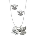 thumbnail image 1 of Delight Jewelry Silvertone Large Lord Guide Me Heart Silver tone Guardian Angel Charm Necklace and Stud Earrings, 1 of 4