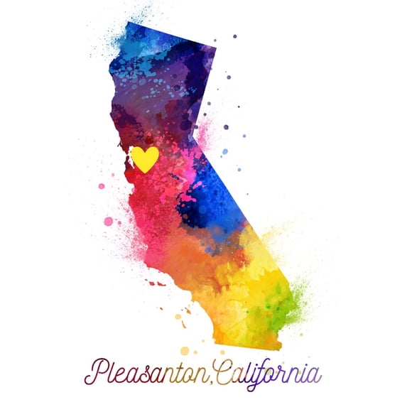 Pleasanton, California, State Abstract (16x24 Giclee Gallery Art Print, Vivid Textured Wall Decor)