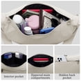 thumbnail image 4 of URSOFINE Quilted Puffer Hobo Bag for Women Men - Adjustable Strap Crescent Crossbody Shoulder Bag, Lightweight 2-Zipper Dumpling Casual Handbag with Multiple Pockets (Beige), 4 of 7