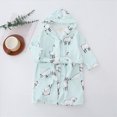 thumbnail image 2 of NOLDARES Kids Hooded Bathrobe Girls Soft Plush Hooded Flannel Pajamas Sleepwear Boys Spa Robe,Light Blue,18-24 M, 2 of 6