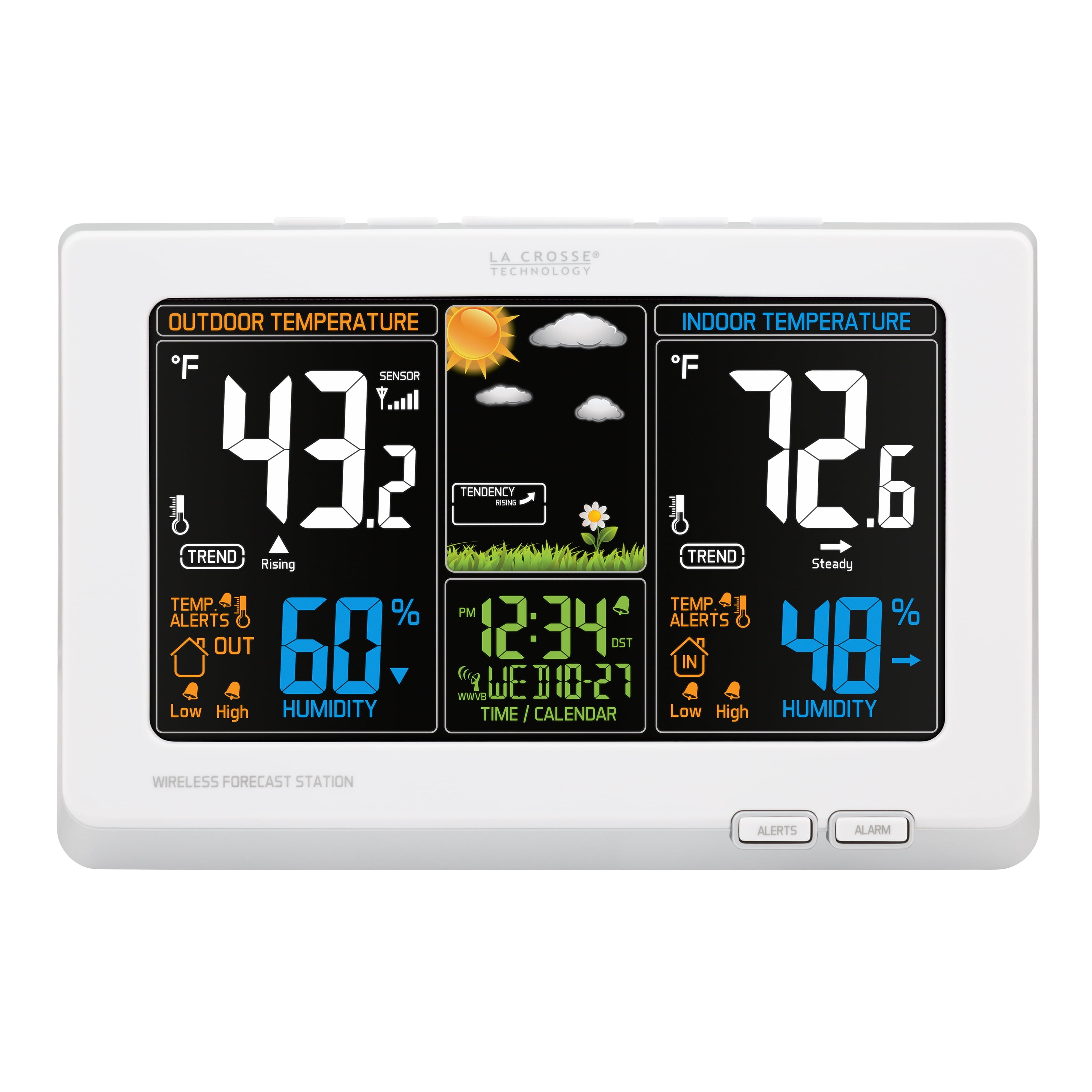La Crosse Technology 308-1414W Wireless Atomic Digital Color Forecast  Station with Alerts, White - Walmart.com