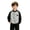 Grey, variant on Kids Baseball Knit Cardigan Raglan Color Block Bear Embroidery Baseball Jacket Single Button Campus Casual Outerwear for Boys Girls