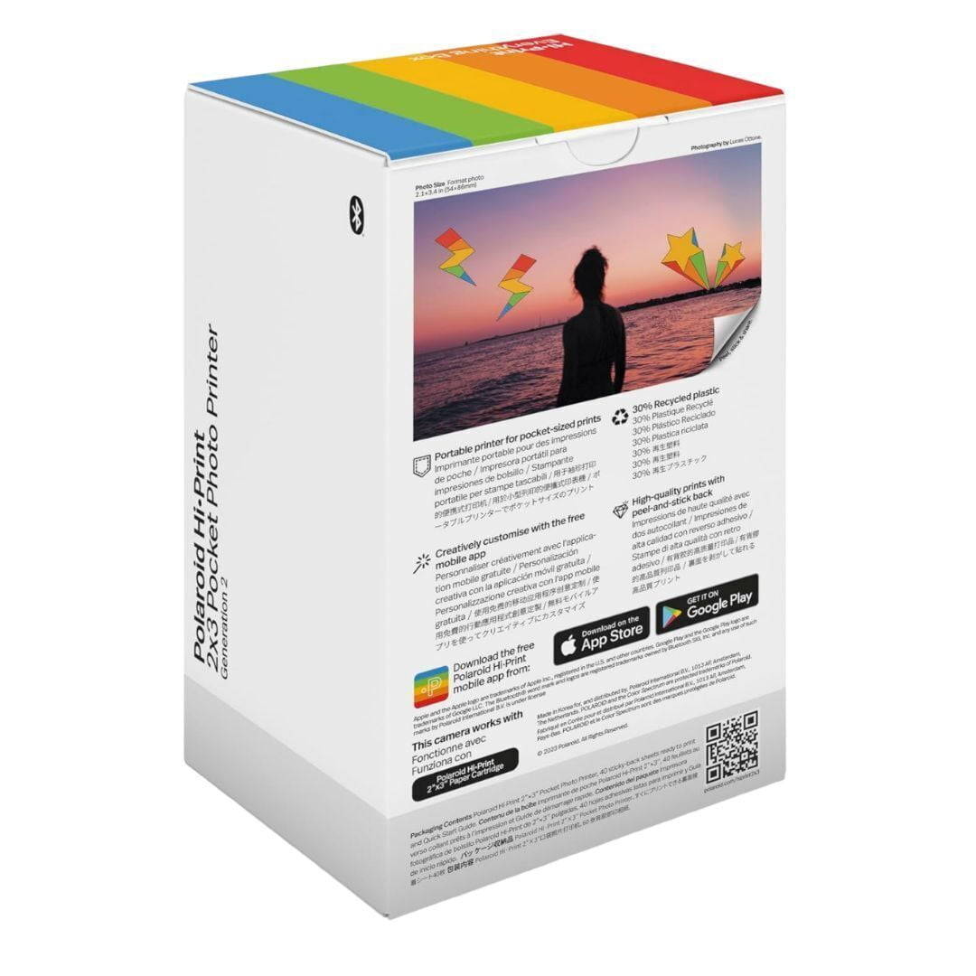 Polaroid Hi-Print + Paper Bundle- 2nd Generation Bluetooth Connected 2x3 Pocket Photo Dye-Sub Printer - Black Printer + 40 Photos (6439)