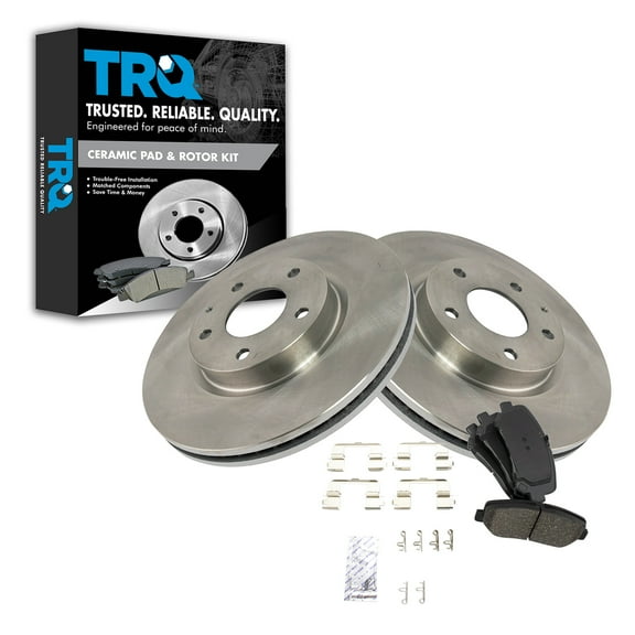 TRQ Front Brake Pad & Rotor Kit Brake Pads Brake Rotor Ceramic Fits Select 2013-2015 Mazda CX-5