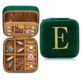 thumbnail image 1 of Parima Bridesmaid Proposal Gifts Wedding Day - Personalized Plush Velvet Bridesmaid Travel Jewelry Case Organizer Bridal Shower Bride Matron Maid Of Honor Bachelorette Gifts - Letter E, Green, 1 of 7