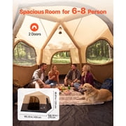 VEVOR Camping Tent, 8 Person Inflatable Cabin Tent with Rechargeable Pump, TPU Air Tube & 4 Large Mesh Windows, Portable Easy Setup Waterproof with Carry Bag for Family Outdoor Camping & Hiking,Beige