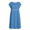 thumbnail image 5 of YuXingFu Womens 100% Cotton Dresses Maxi Crew Neck Plus Size Womens Dress Short Sleeve Solid Color Long Casual Summer Blue S, 5 of 9