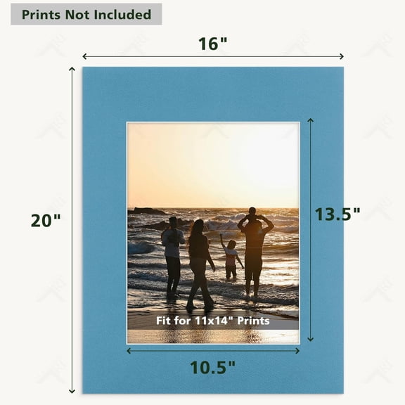 YUYAN-, Pack of 10, Acid-Free 16x20 Mixed Colors Pre-Cut Picture Mats for 11x14 Photos with White Core Bevel Cut Frame Mattes