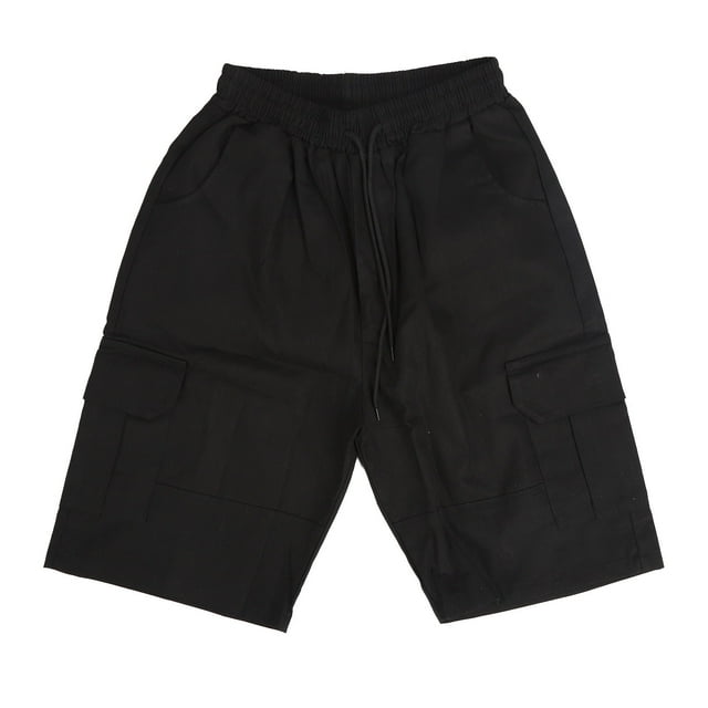 Pantalones cortos cargo Nikou para hombre con múltiples bolsillos negro L