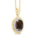 thumbnail image 3 of Gem Stone King 14K Yellow Gold Pendant 1.35 Ct Oval Brown Smoky Quartz White Diamond, 3 of 5
