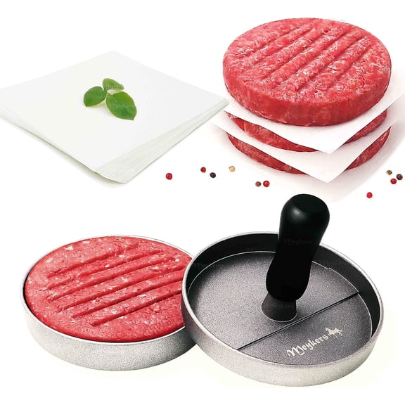 Burger Press with 100 Patty Papers, Hamburger Patty Maker Mold for Homemade Burger