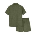 thumbnail image 3 of New Arrival Male Two-Piece Sets Men's Cotton and Linen Short Sleeve T-shirt+Short Pant Set Solid Shirt+Shorts Home Suits, 3 of 4