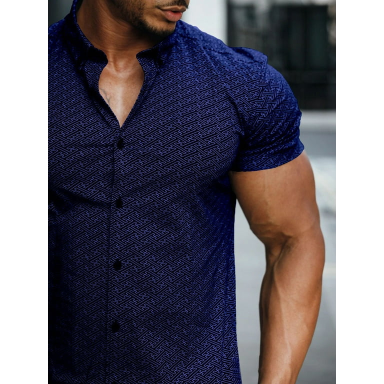 Inadays Mens Shirts Muscle Fit Dress Shirt Wrinkle-Free Short Sleeve Casual Athletic Fit Button Down Shirt Hawaiian Shirts Summer Tropical Beach Shirts for Men, Navy, 2XL - Walmart.com Inadays Mens Shirts Muscle Fit Dress Shirt Wrinkle-Free Short Sleeve Casual Athletic Fit Button Down Shirt Hawaiian Shirts Summer Tropical Beach Shirts for Men, Navy, 2XL - Walmart.com