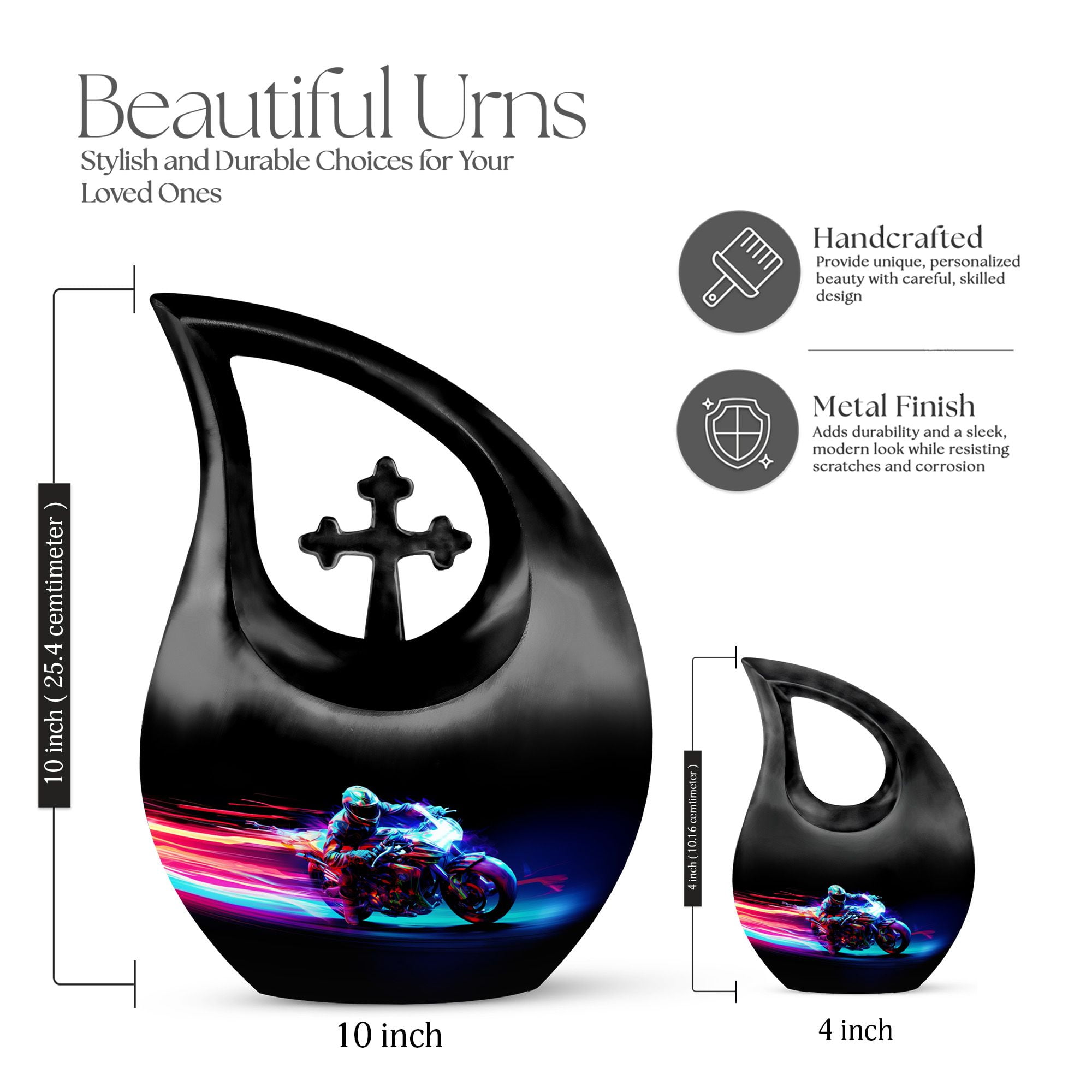 JAGSHASHI Racing Flame Motorbike Cremation Urn Adult Large - Urns For Adults Men - Adult Male Urn - Cremation Urns Adult Human - 10 Inch With Velvet Bag - Cremation Urns For Ashes For Women