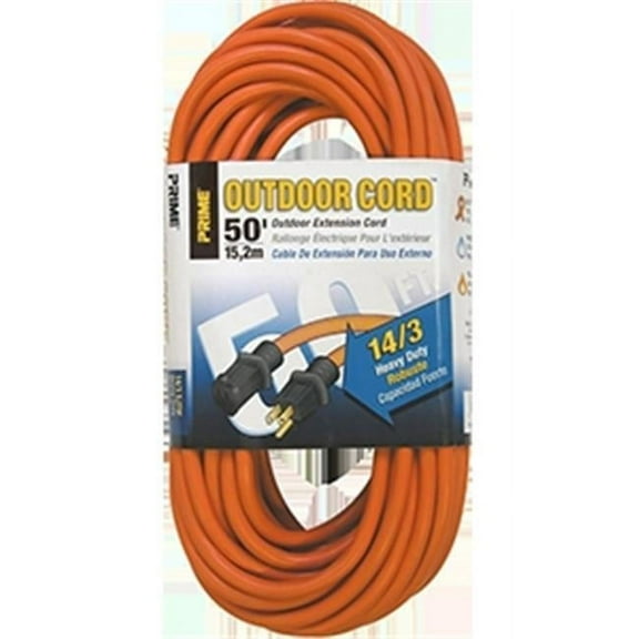 Prime Wire & Cable EC501730 50 ft. 14 - 03 - 15 SJTW Orange Outdoor Extension Cord - Orange - 50 ft.