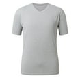 thumbnail image 4 of Men's V Neck T Shirt European Style Solid Color Casual Sports Tee Short Sleeve Comfortable Pullover Undershirt Men's Tops T-Shirt Casual Crew Neck Loose, 4 of 7