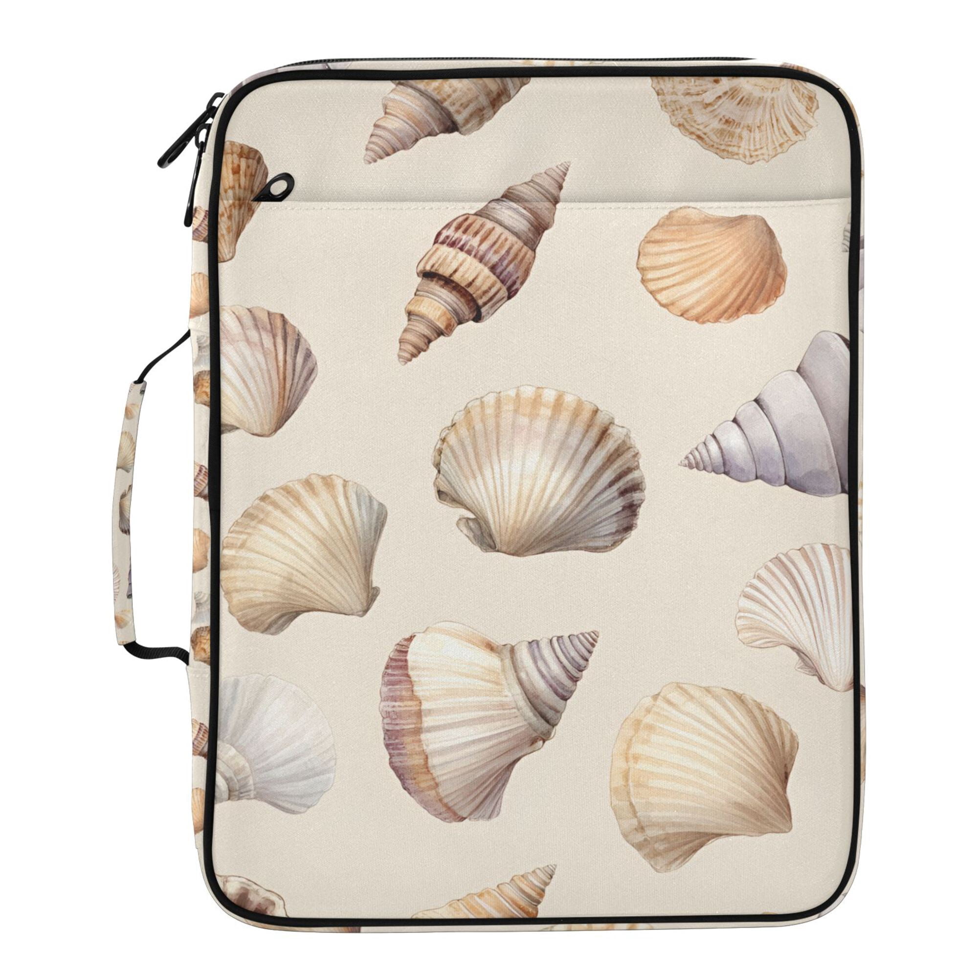 FORMRS Accordion File Folder A4 Size 7-Pocket Expanding Document Organizer Bag with 3 Ring Binder, Watercolor Seashells
