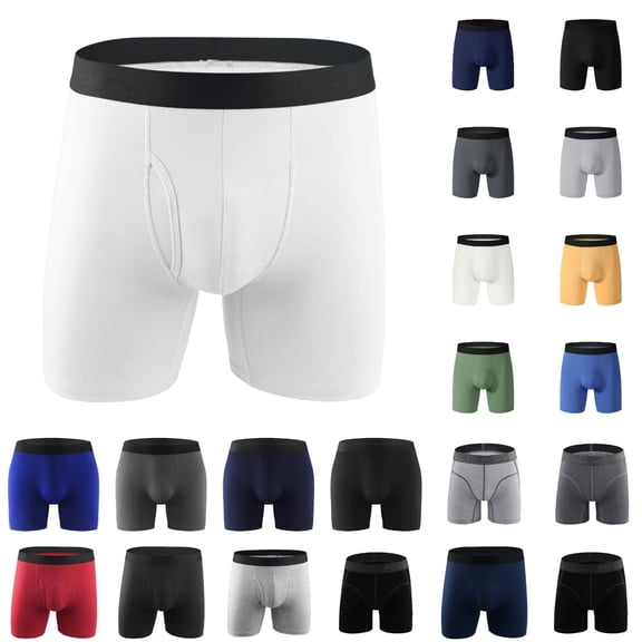 khonts,Men's Incontinence Underwear Ultra Absorbent Boxer Briefs Leak-Proof Boxer Briefs with Front Opening White XL