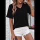 thumbnail image 5 of Blusas de Verano con Cuello en V para Mujer, Camisetas Extragrandes, Blusas de Corta para Mujer, Atuendos Informales Elegantes para el Trabajo. Negro XXL, 5 of 8