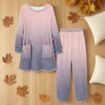 thumbnail image 2 of Hueook Cotton Pajamas for Women Fleece-Lined Pajama Set Pink S, 2 of 5