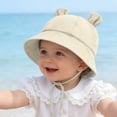 thumbnail image 5 of Baby Sun Hat for Boys Girls Toddler Summer Bucket Hat Kids Sun Protection Beach Hat Cotton Baby Hats(Beige,3-12 Months), 5 of 7