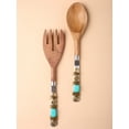 thumbnail image 5 of Yo Treasure Tiramisu Wire Wrapped Blue Bead Studded Wooden Salad Server Set, Pack of 2, 5 of 5