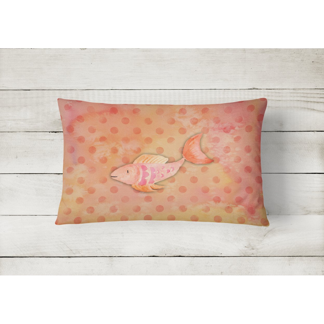Carolines Treasures BB7387PW1216 Orange Fish Watercolor Canvas Fabric Decorative Pillow  12H x16W multicolor