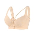 thumbnail image 5 of IWRICH Women's Criss Cross Front Closure Bras Plus Size Underwire Supportive Bra Lift V-Neck Soft Comfy Bralettes Beige XXXXXXL, 5 of 6