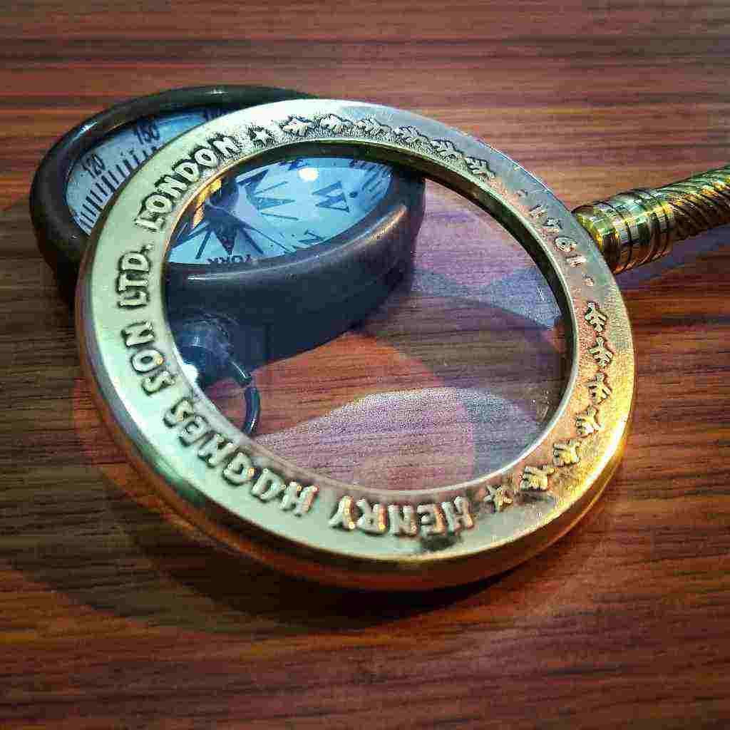 Brass Magnifying Glass Magnifier Antique Compass Collectible