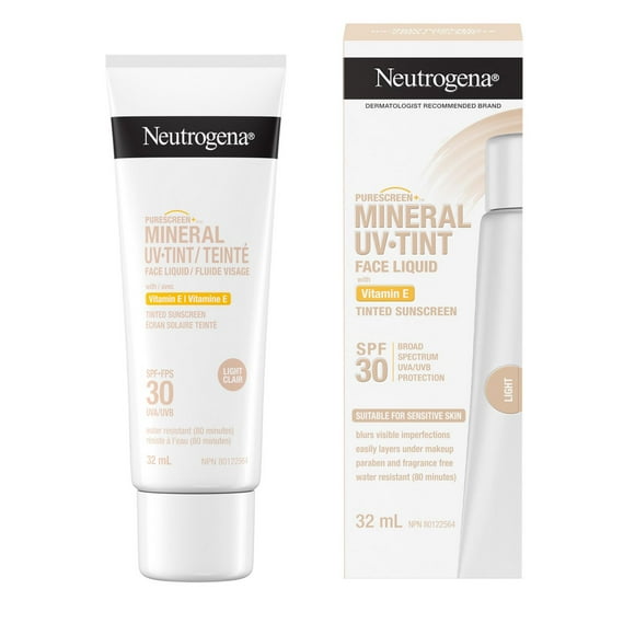Neutrogena Purescreen+ Mineral UV Tint Face Liquid Sunscreen, Deep Skin Tone, SPF 30, Vitamin E, UV Protection, 32-mL, 32 mL