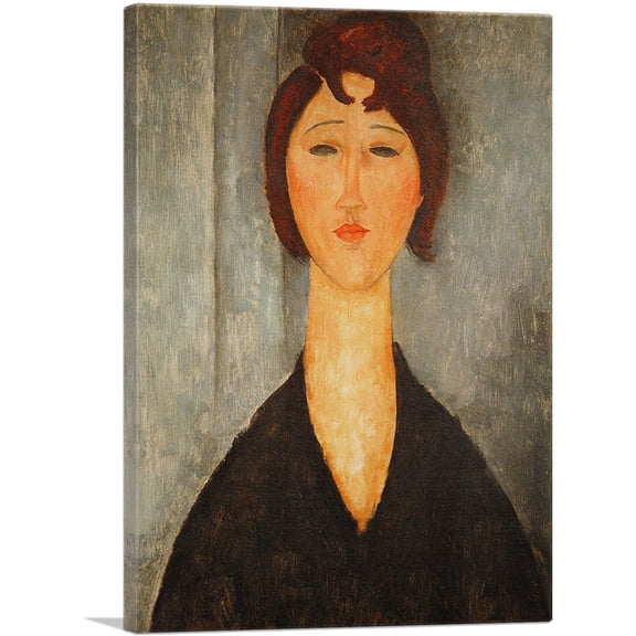 ARTCANVAS Portrait of a Young Woman 1918 Canvas Art Print by Amedeo Modigliani - Size: 26" x 18" (0.75" Deep)