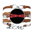 thumbnail image 1 of Logo rojo línea mantener fuera de peligro Pulsera de cuero Negro trenzado pulsera de cuerda de amor Unbranded M, 1 of 3