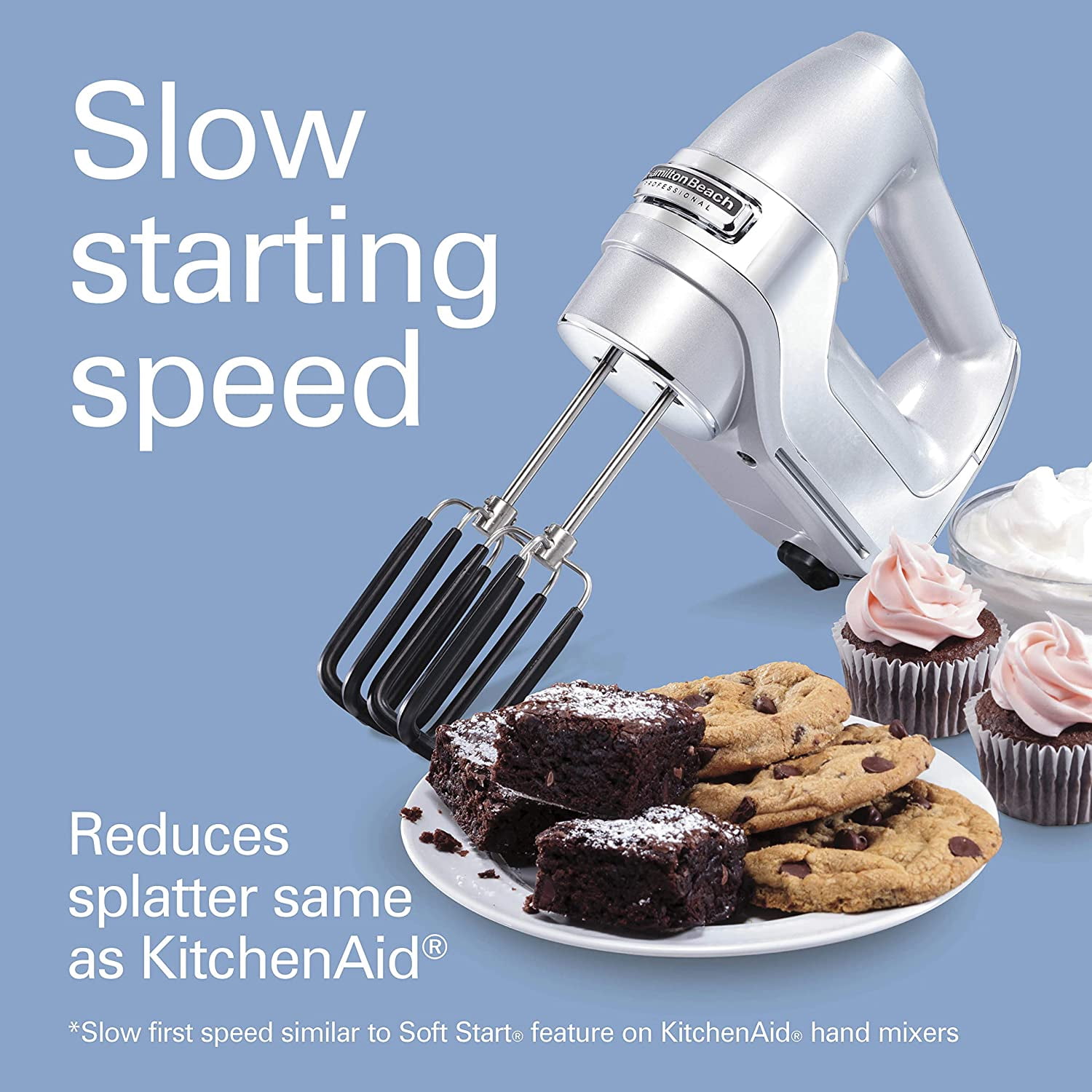 7-Speed Digital Hand Mixer with DC Motor, Slow Start, Snap-On Case, Soft-Scrape Beaters, Whisk, Dough Hooks, Matte Black