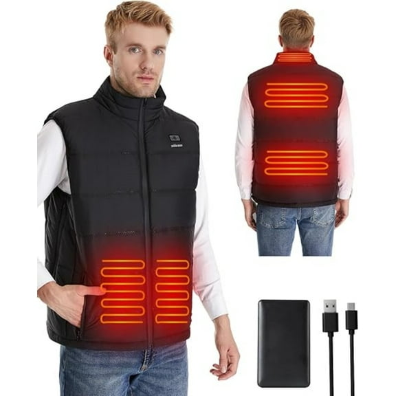 SNOW DEER Heated Vest for Men, Electric Rechargeable Vest with Carbon Fiber Heating, Waterproof, Ideal for Winter Activities