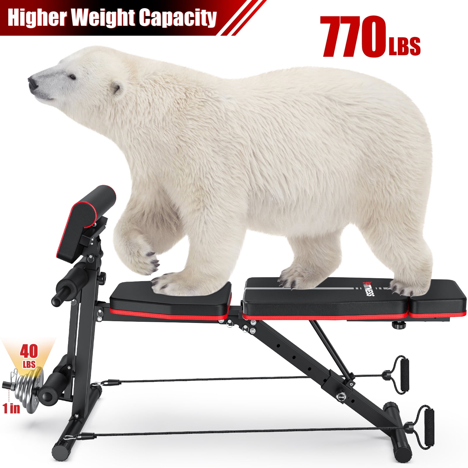GIKPAL 7 Positions Foldable Adjustable Weight Bench Workout Bench with 50lb(25lb*2) Adjustable Dumbbell